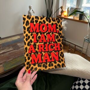Mom I am a rich man print retro Leopard Print only Art with Bold Red Text 8x10"
